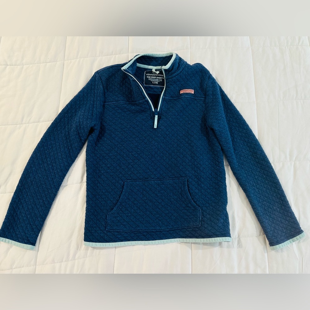 Vineyard Vines Navy Quilted Half-Zip Pullover